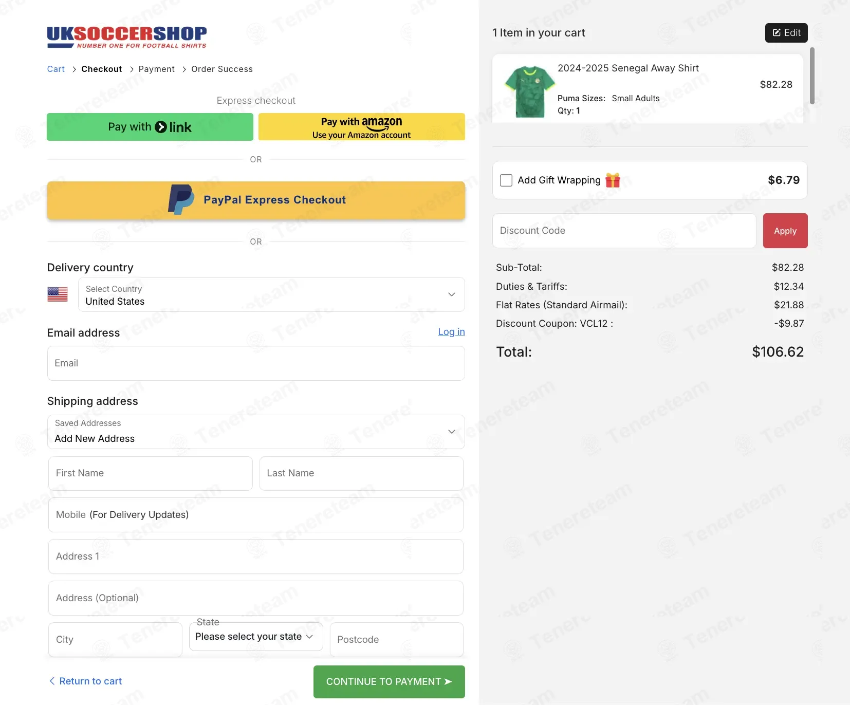 UK Soccer Shop coupon code: 12% off with VCL12. Tested and valid as 1 week ago.