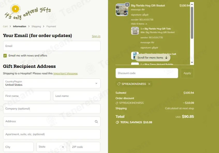 It's Only Natural Gifts coupon code: 10% off with SPREADKINDNESS. Tested and valid as 1 week ago.