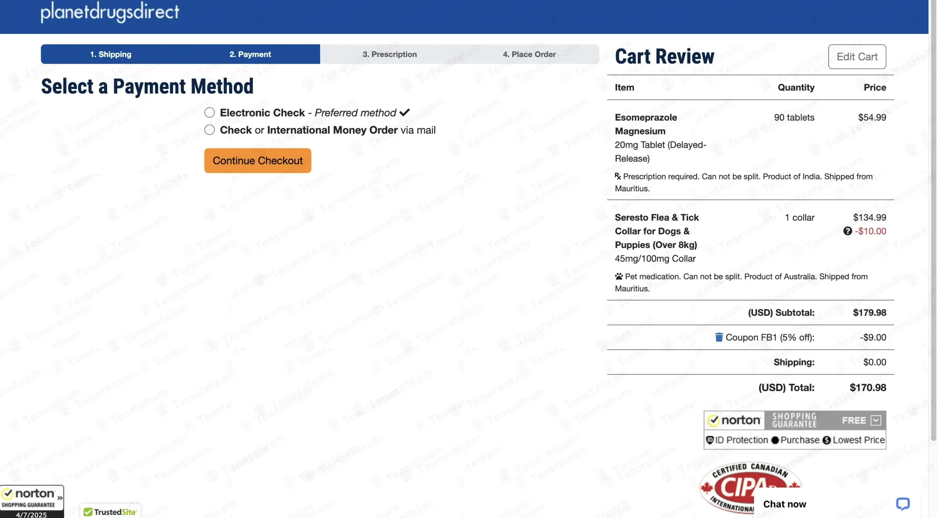 Planetdrugsdirect coupon code: 5% off with FB1. Tested and valid as 3 months ago.
