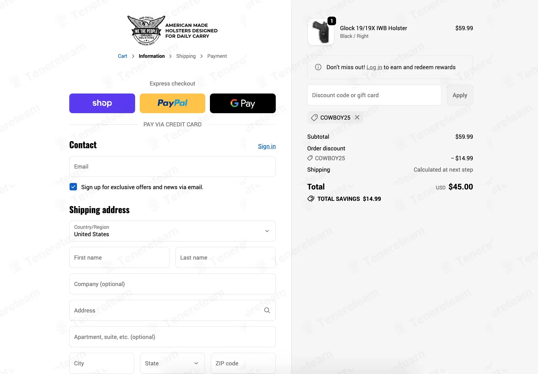 Wethepeopleholsters coupon code: 25% off with COWBOY25. Tested and valid as 7 months ago.