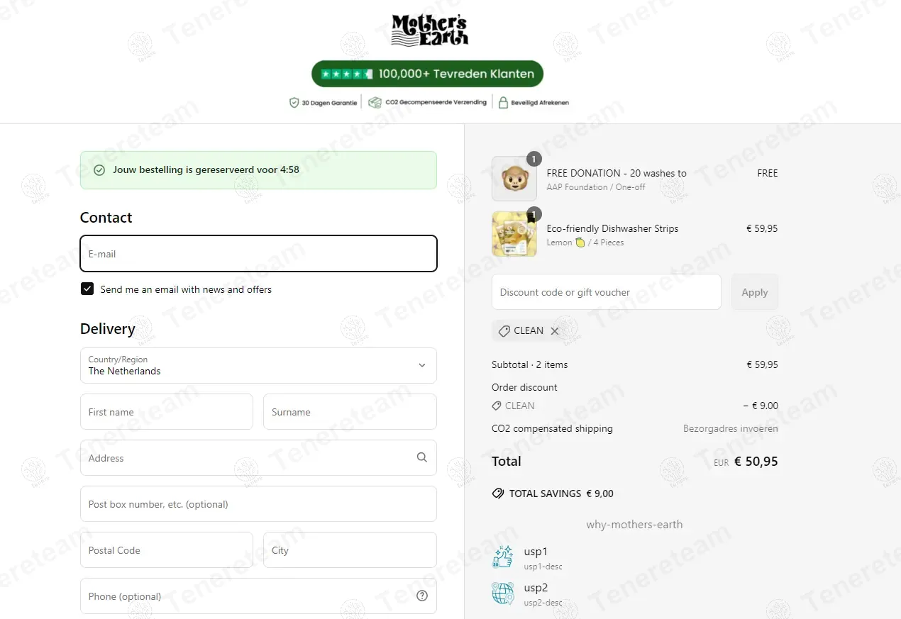 Mothersearth NL coupon code: $9 off with CLEAN. Tested and valid as 1 year ago.