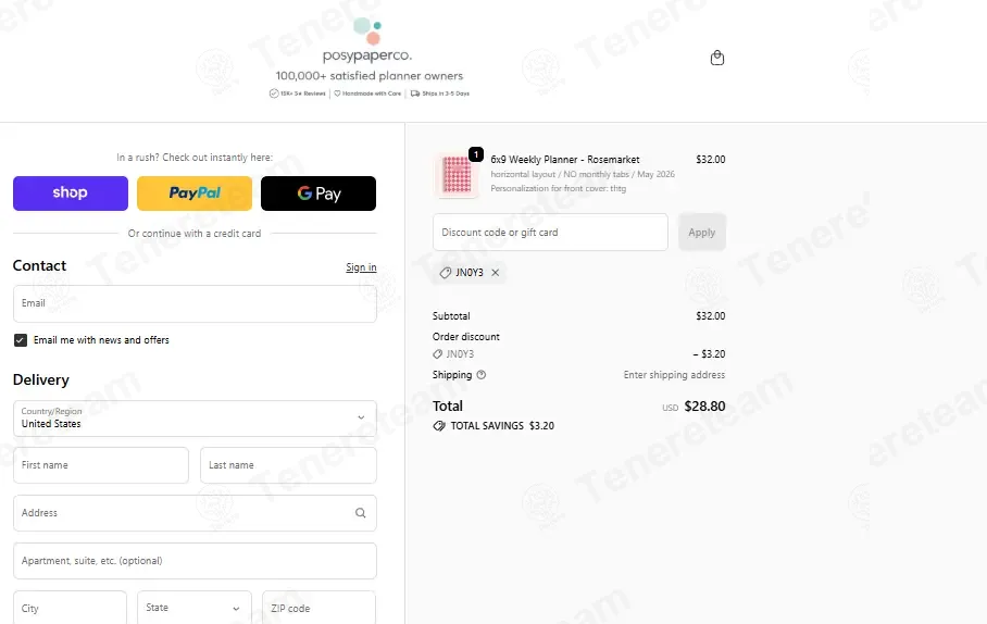 Posy Paper Co. coupon code: 10% off with JN0Y3. Tested and valid as 1 month ago.