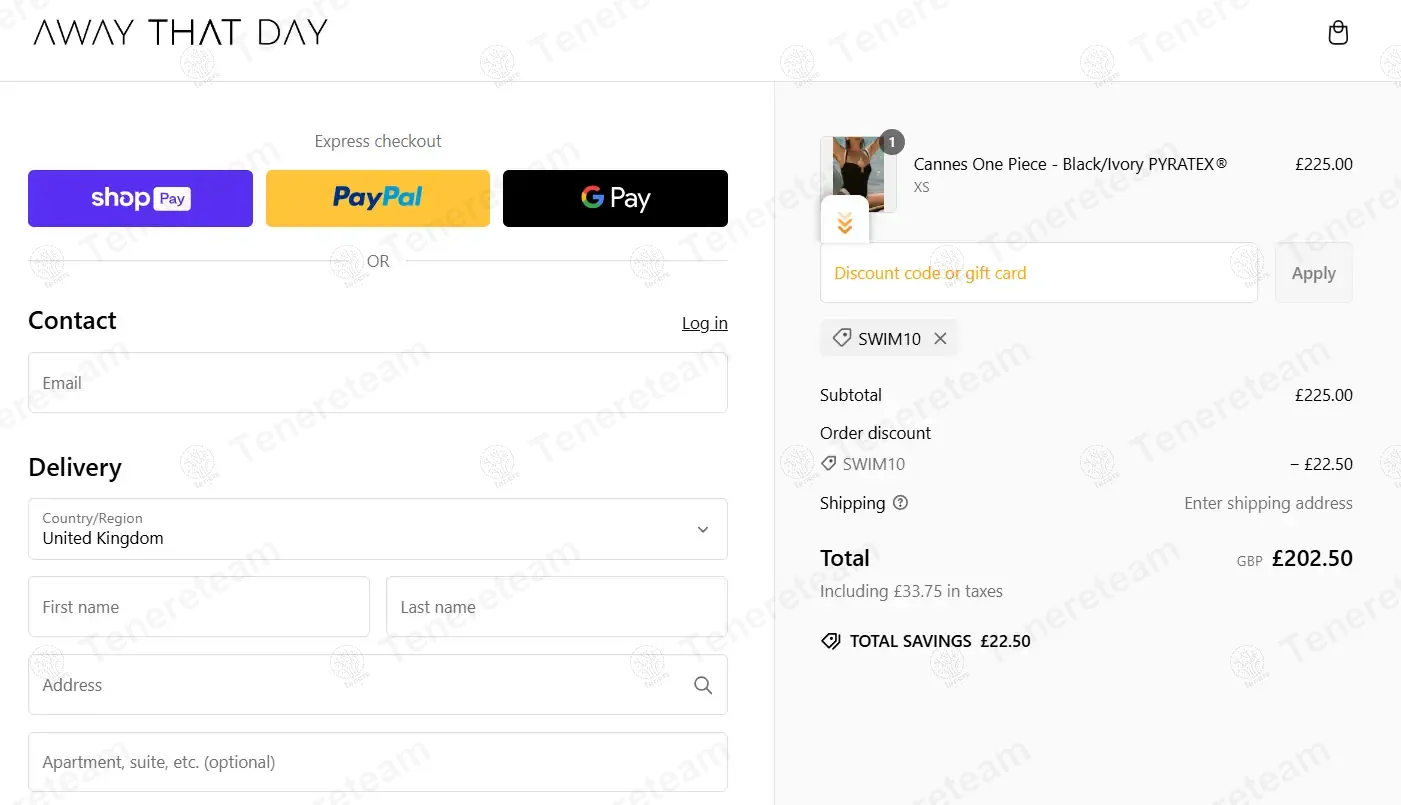 Away That Day coupon code: 10% off with SWIM10. Tested and valid as 1 year ago.