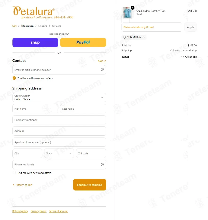 Petalura coupon code: Sale off with SUMMER26. Tested and valid as 4 weeks ago.