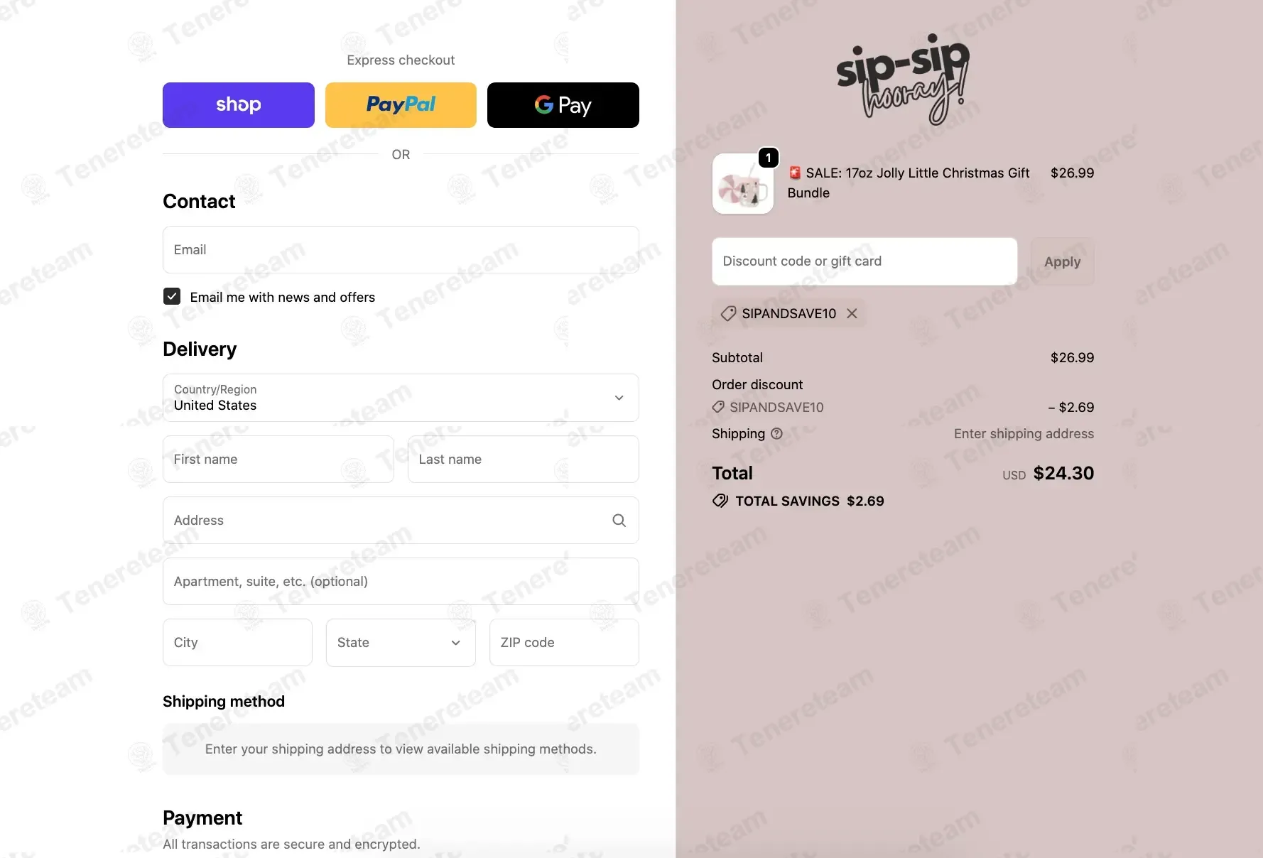 Sip Sip Hooray coupon code: 10% off with SIPANDSAVE10. Tested and valid as 2 weeks ago.