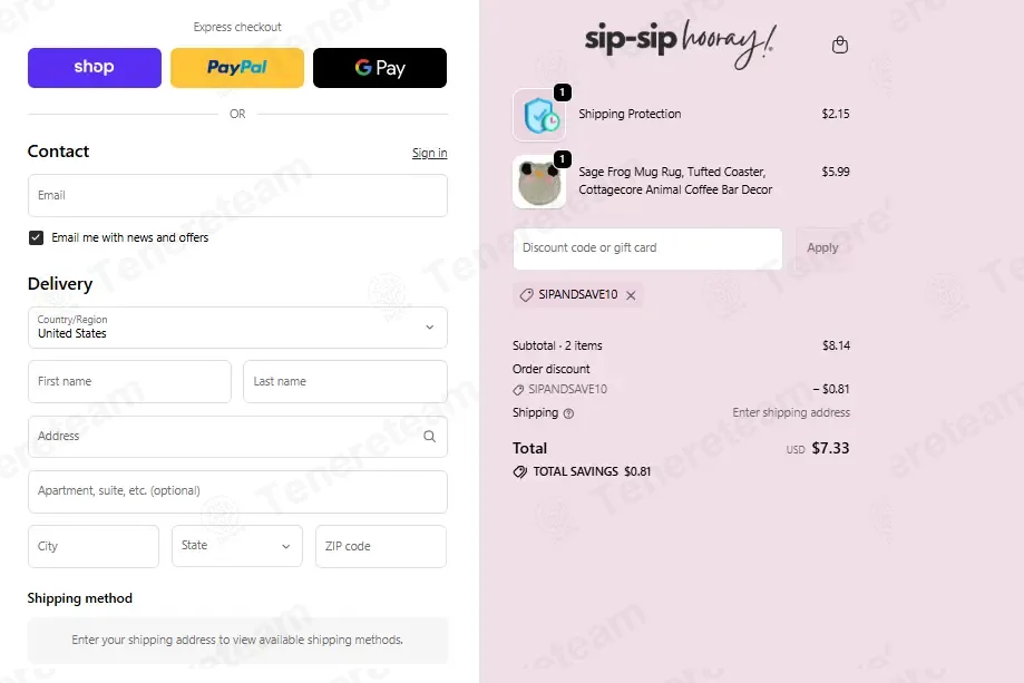 Sip Sip Hooray coupon code: 10% off with SIPANDSAVE10. Tested and valid as 2 weeks ago.