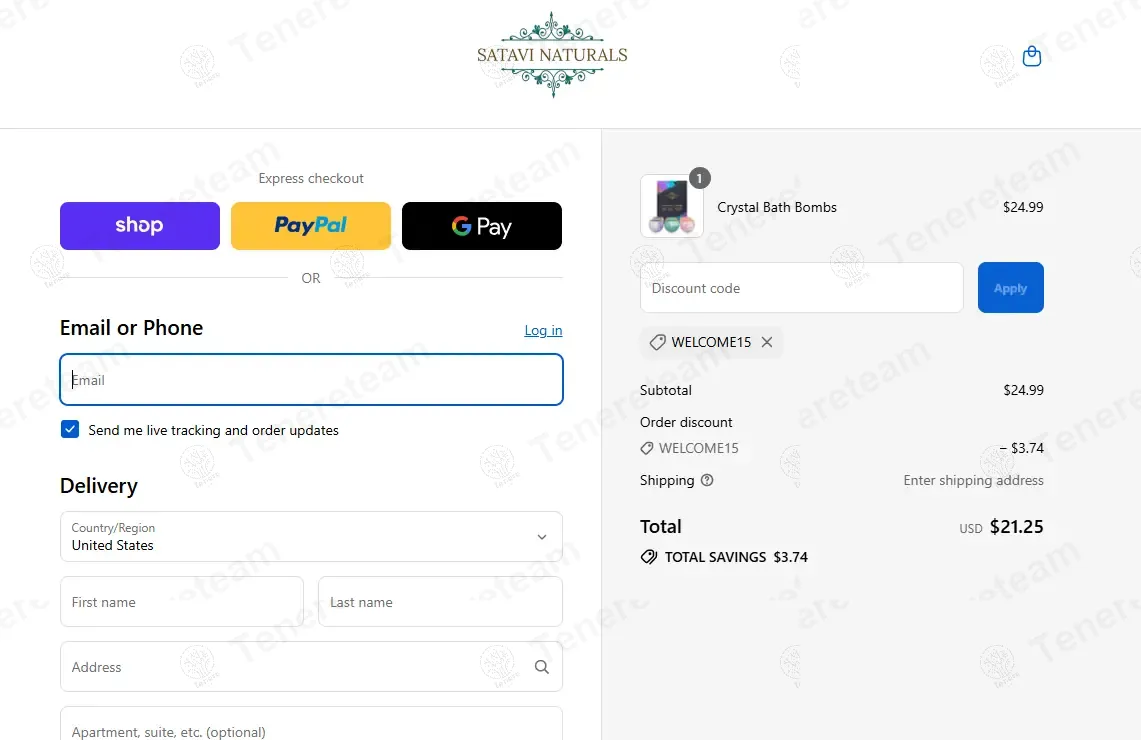 Satavi Naturals coupon code: 15% off with WELCOME15a. Tested and valid as 7 months ago.