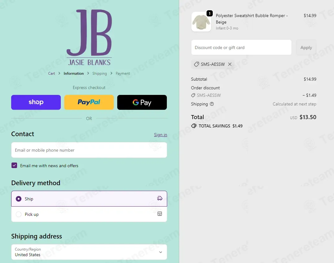 Jasie Blanks coupon code: 10% off with SMS-AESSW. Tested and valid as 3 weeks ago.