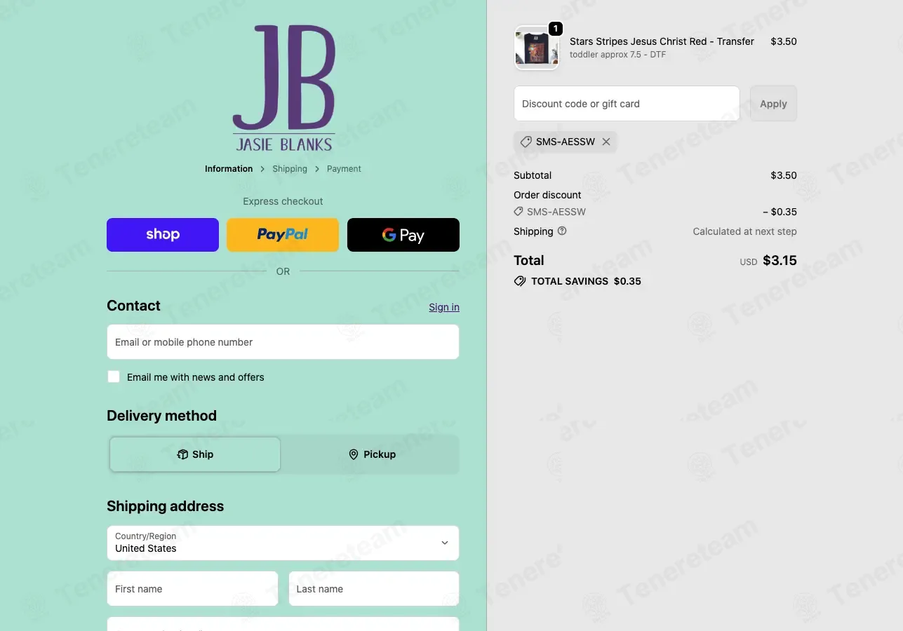 Jasie Blanks coupon code: 10% off with SMS-AESSW. Tested and valid as 3 weeks ago.