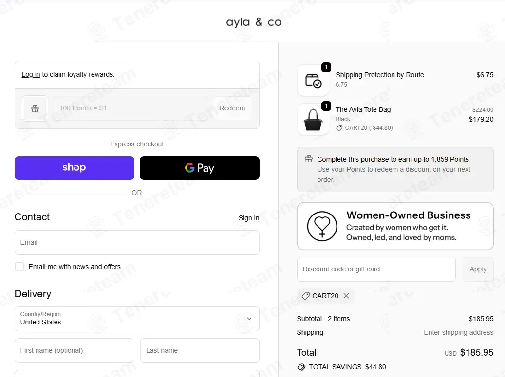 Ayla Bag coupon code: 20% off with CART20. Tested and valid as 3 weeks ago.