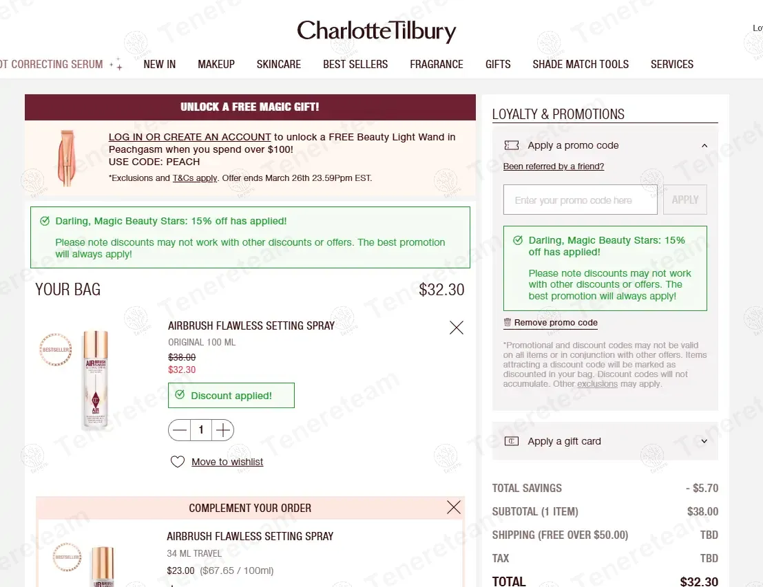 Charlotte Tilbury coupon code: 15% off with CHAIMAFAM8C. Tested and valid as 1 year ago.