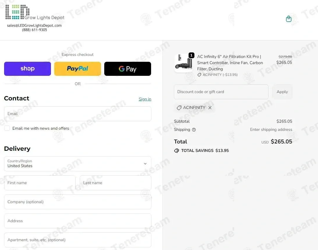 LED Grow Lights Depot coupon code: 5% off with ACINFINITY. Tested and valid as 2 months ago.