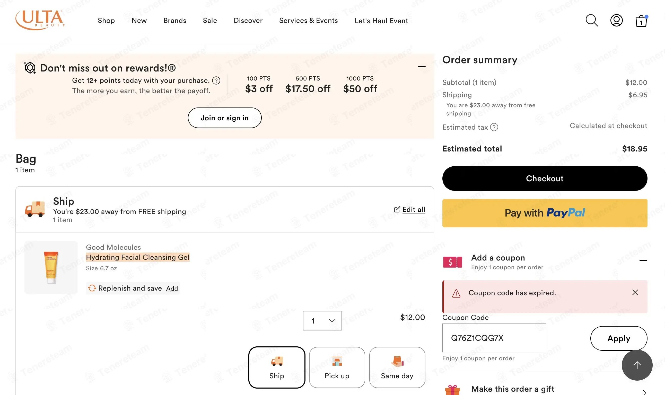 Ulta coupon code: 10% off with Q76Z1CQG7X. Tested and valid as 2 months ago.