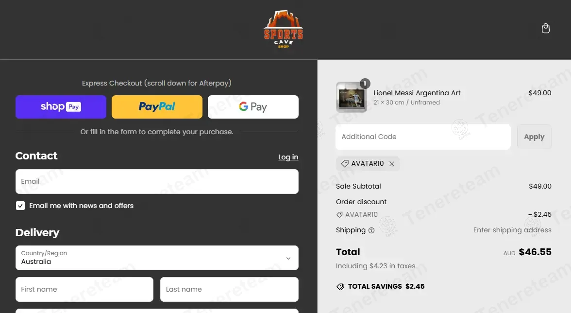 Sports Cave Shop coupon code: 5% off with AVATAR10. Tested and valid as 1 year ago.