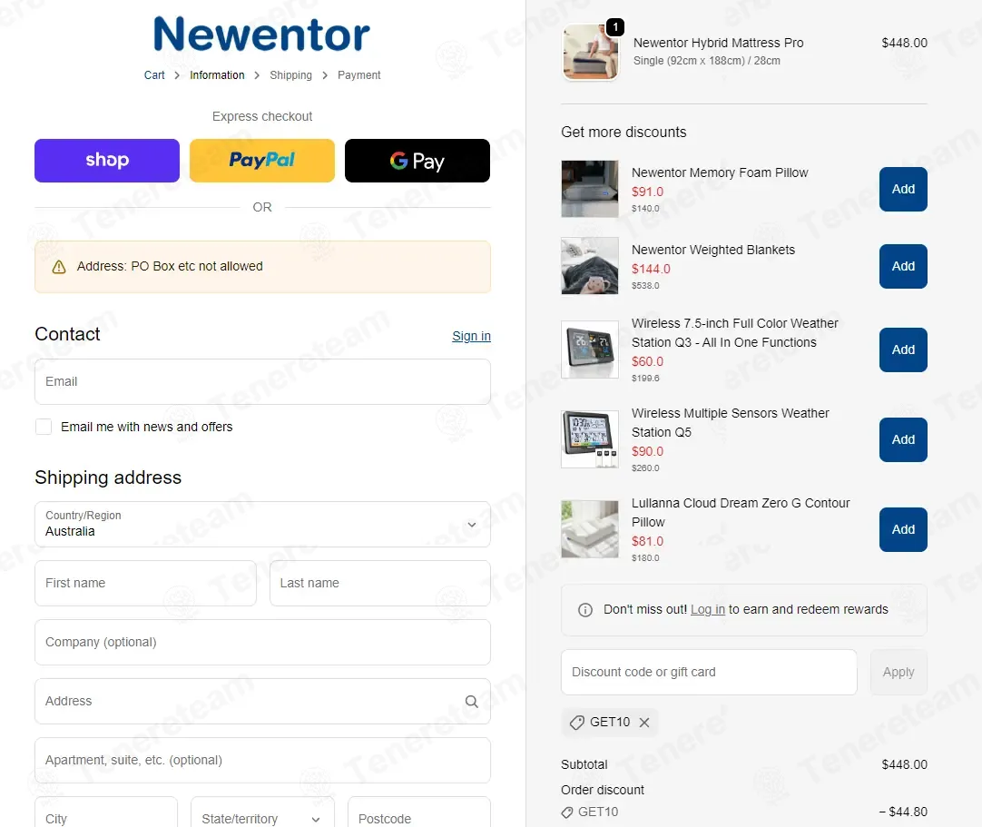 Newentor Australia coupon code: 10% off with get10. Tested and valid as 2 weeks ago.