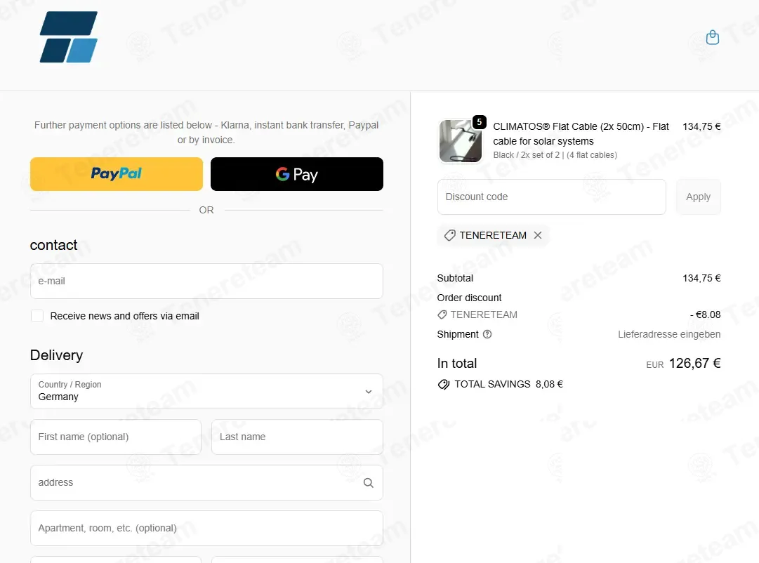 BalkonSolar Deutschland coupon code: 6% off with TENERETEAM. Tested and valid as 1 month ago.