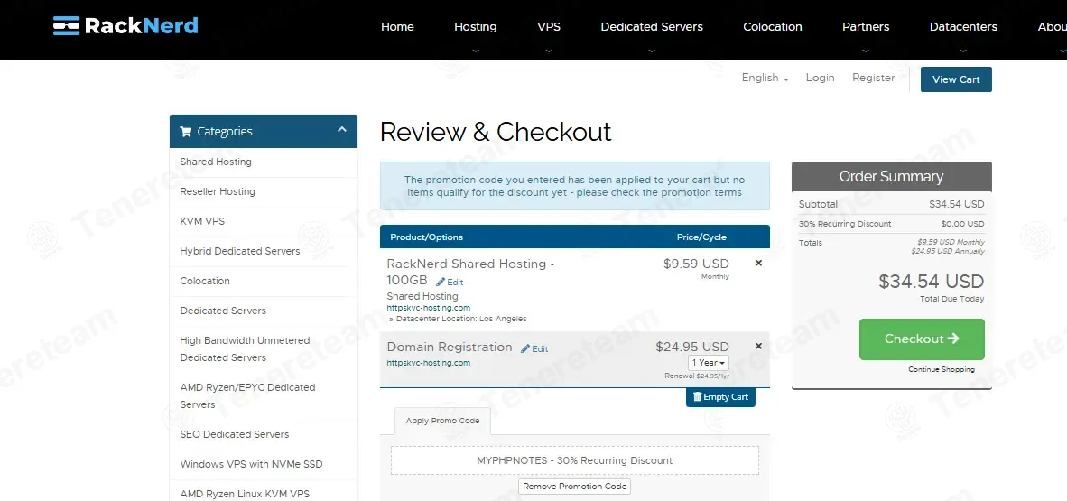 RackNerd coupon code: 30% off with MYPHPNOTES. Tested and valid as 1 month ago.