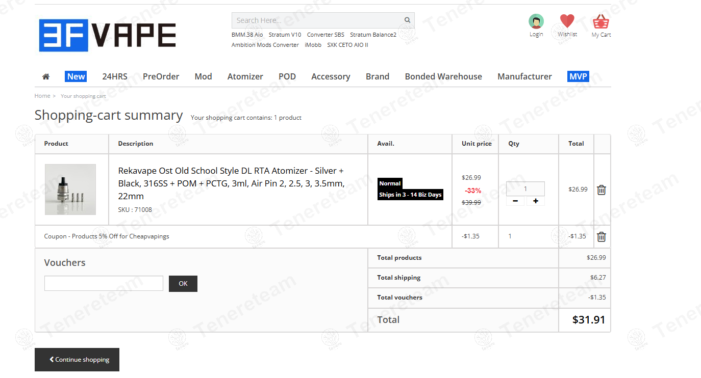 3FVape coupon code: 5% off with 3FCV5. Tested and valid as 1 year ago.