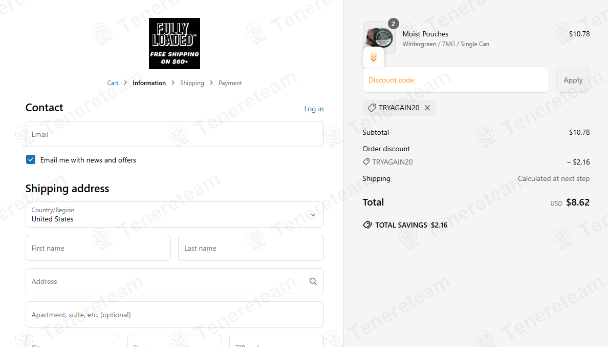 Fully Loaded Chew coupon code: 20% off with TRYAGAIN20. Tested and valid as 8 months ago.