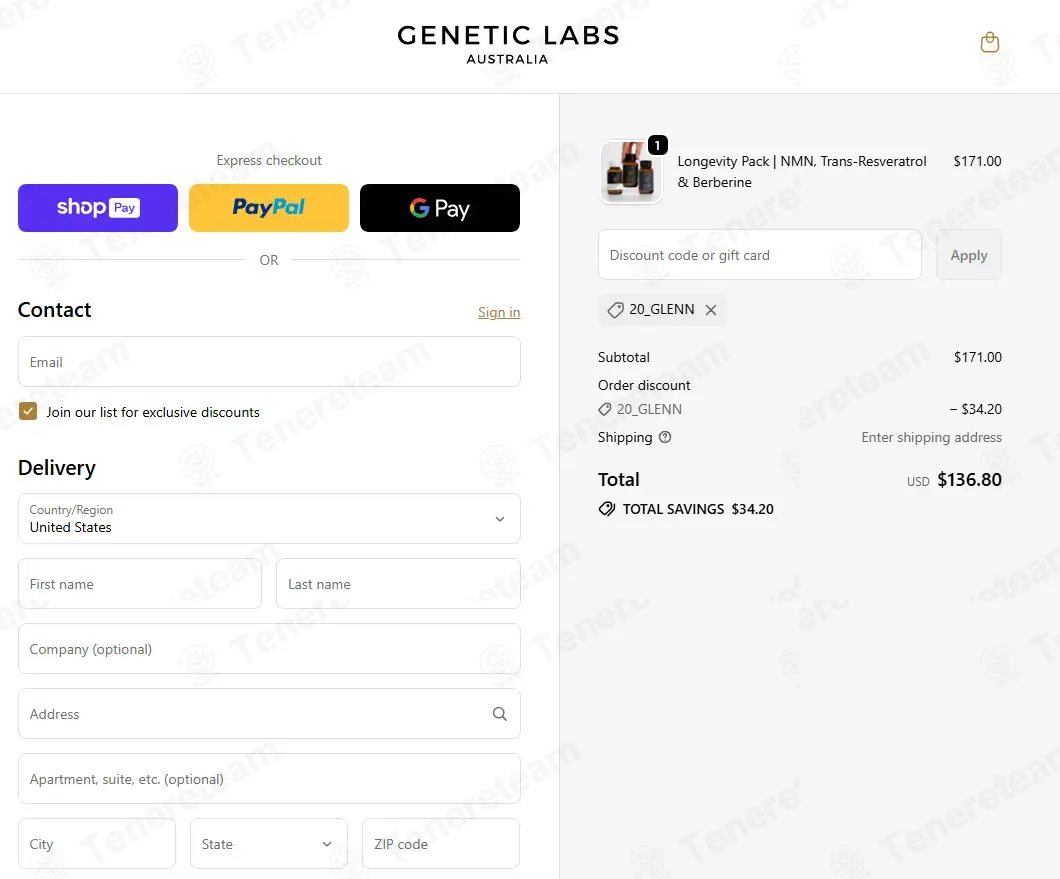 Genetic Labs Australia coupon code: 20% off with 20_GLENN. Tested and valid as 1 month ago.