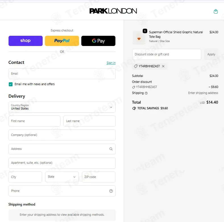 Park London coupon code: 40% off with YT4RBHH8ZAST. Tested and valid as 6 days ago.