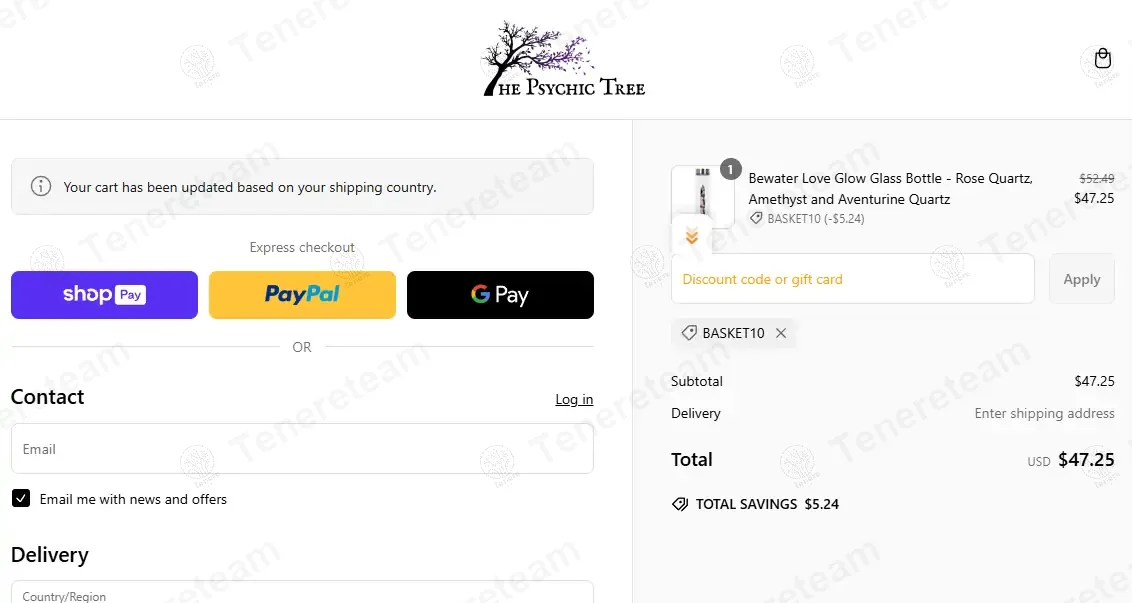 The Psychic Tree coupon code: 10% off with BASKET10. Tested and valid as 1 year ago.