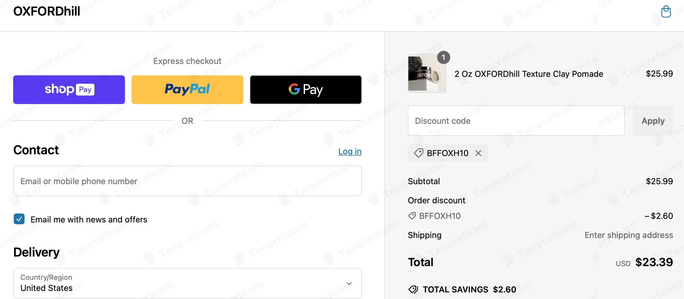 OXFORDhill coupon code verified as working at checkout