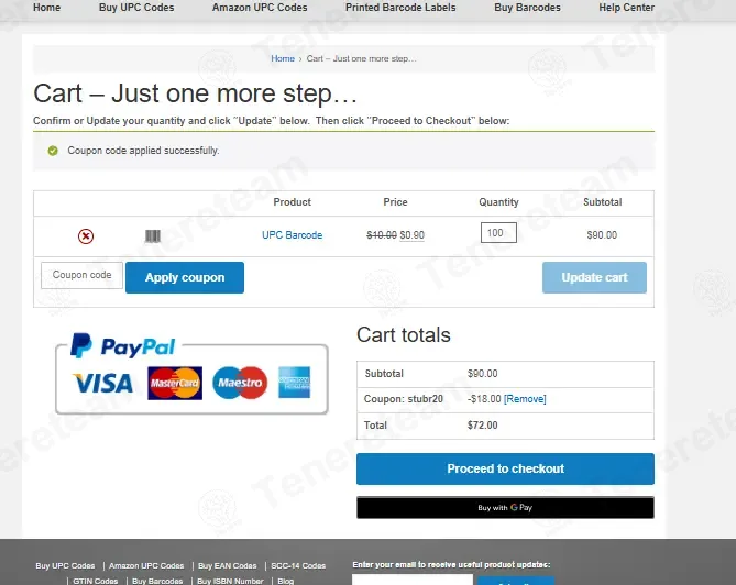 UPCs.com coupon code: 20% off with STUBR20. Tested and valid as 4 weeks ago.