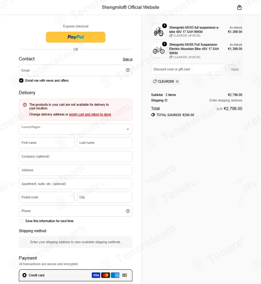 Shengmilo Bikes coupon code re-checked and confirmed working at checkout