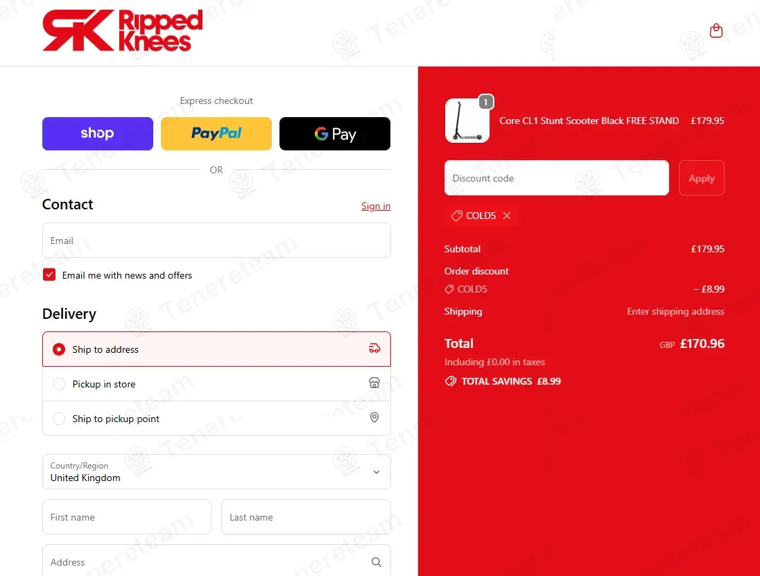 Ripped Knees coupon code: 5% off with COLD5. Tested and valid as 8 months ago.