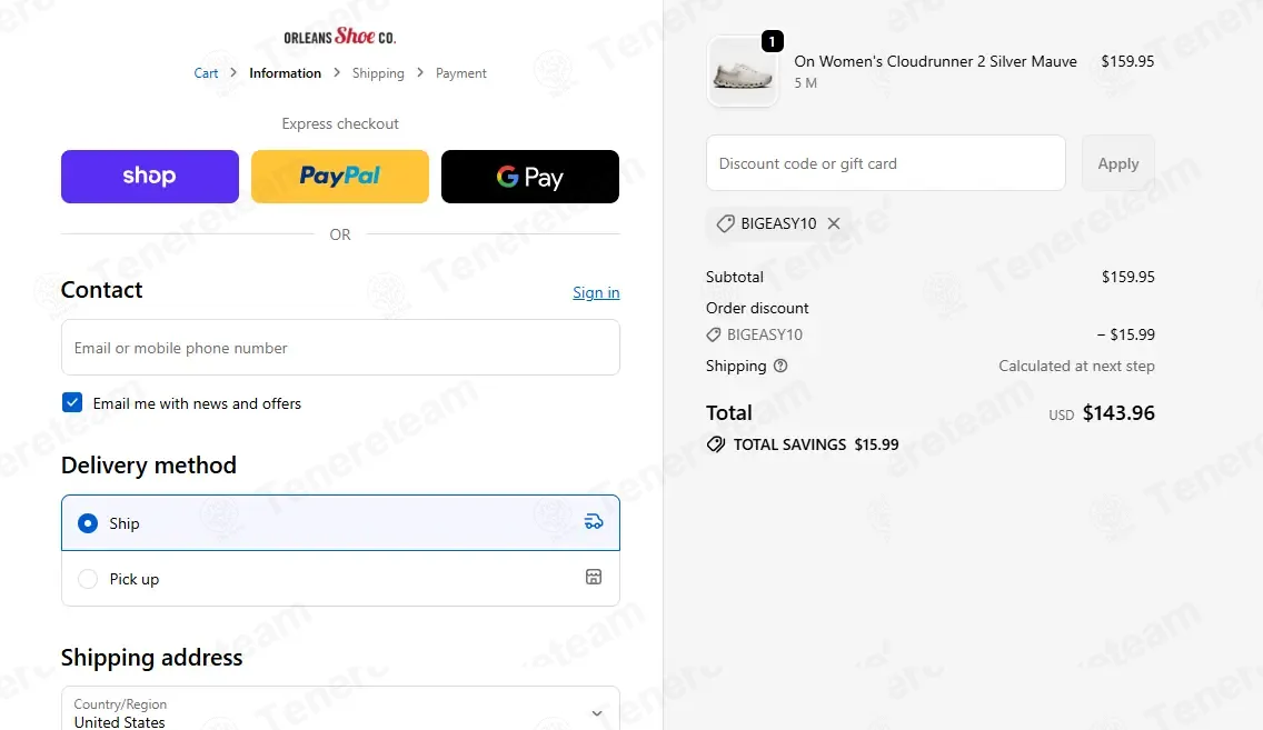 Orleans Shoe Co coupon code: 10% off with BIGEASY10. Tested and valid as 1 month ago.