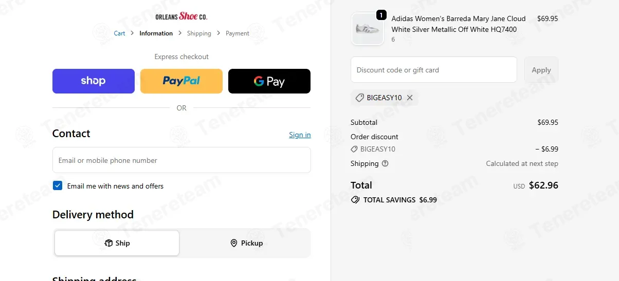 Orleans Shoe Co coupon code: 10% off with BIGEASY10. Tested and valid as 1 month ago.