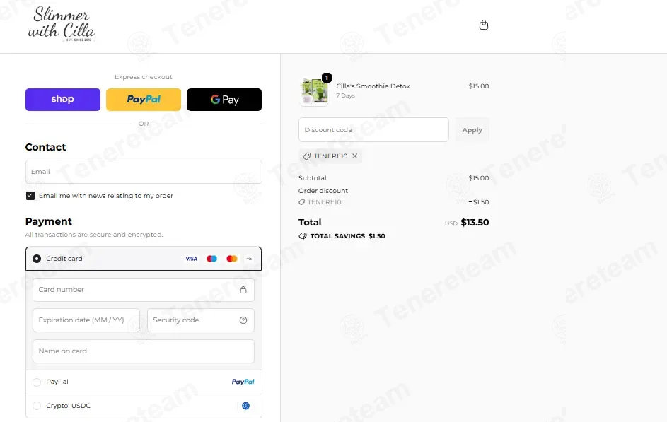 Slimmer with Cilla coupon code: 10% off with TENERE10. Tested and valid as 1 month ago.