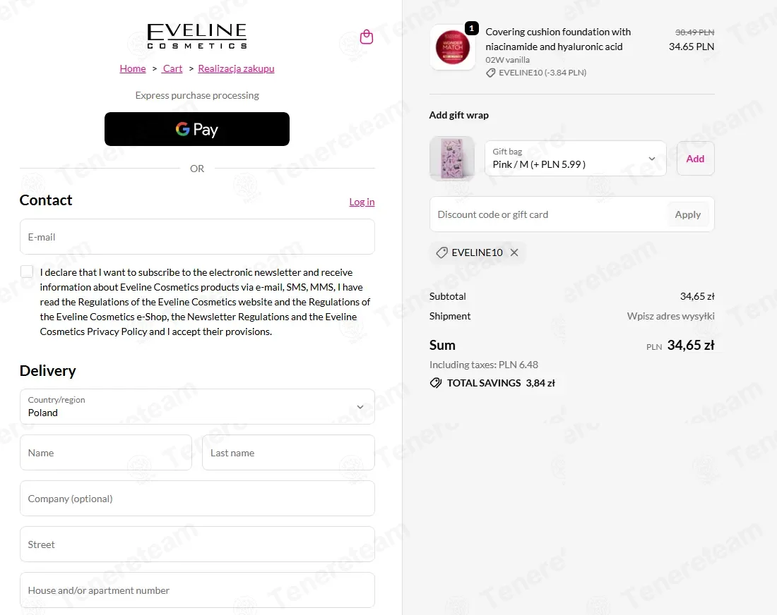 Eveline PL coupon code: 10% off with EVELINE10. Tested and valid as 1 month ago.