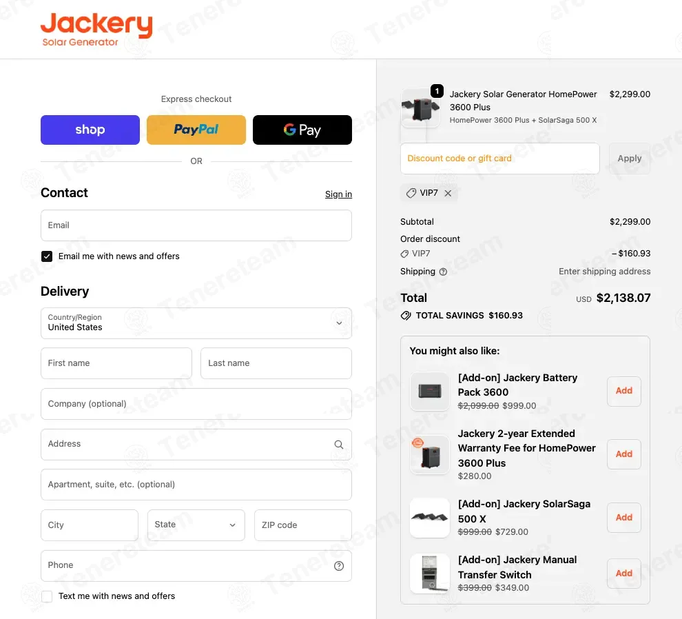 Jackery coupon code: 7% off with VIP7. Tested and valid as 1 month ago.