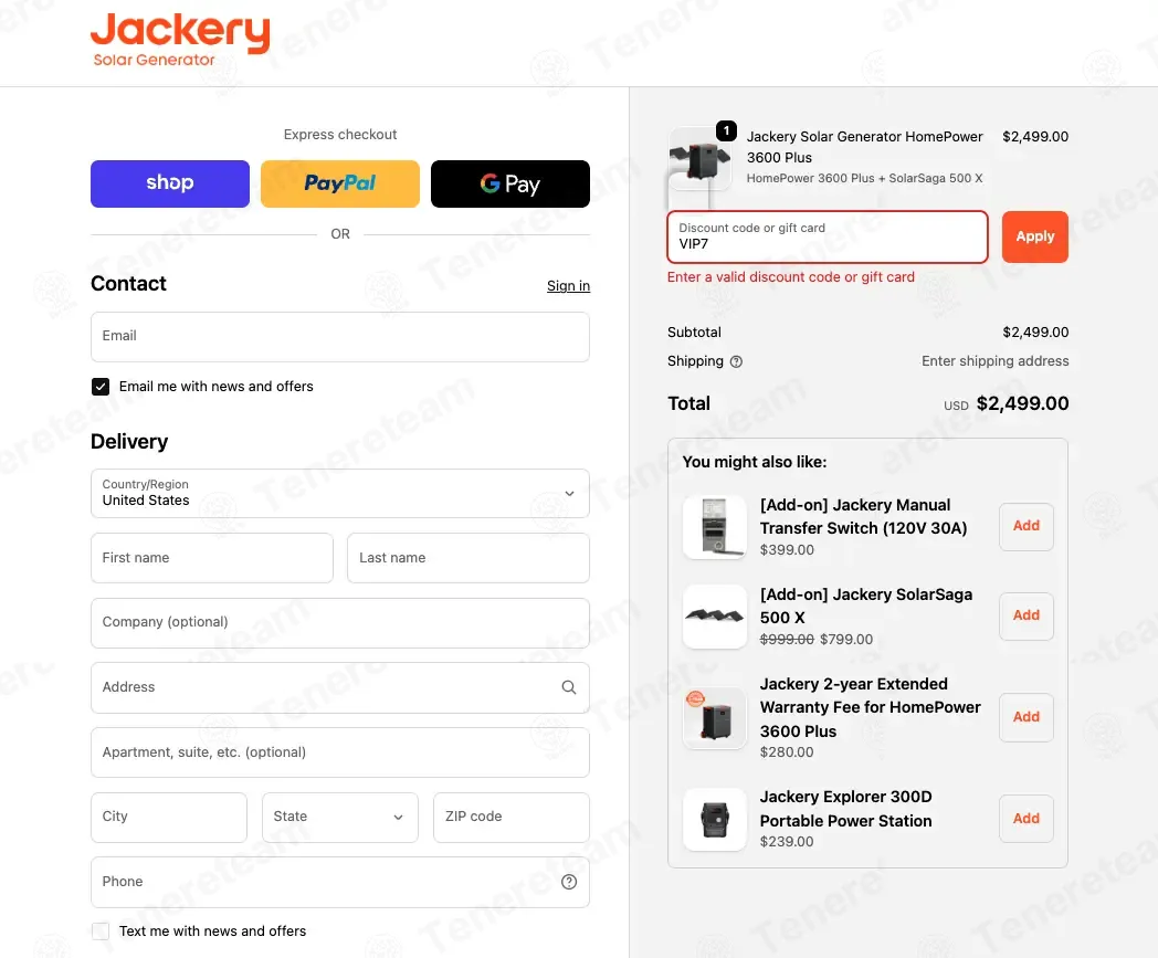 Jackery coupon code: 7% off with VIP7. Tested and valid as 1 month ago.