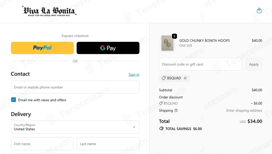 Viva La Bonita coupon code: 15% off with BSQUAD. Tested and valid as 4 months ago.