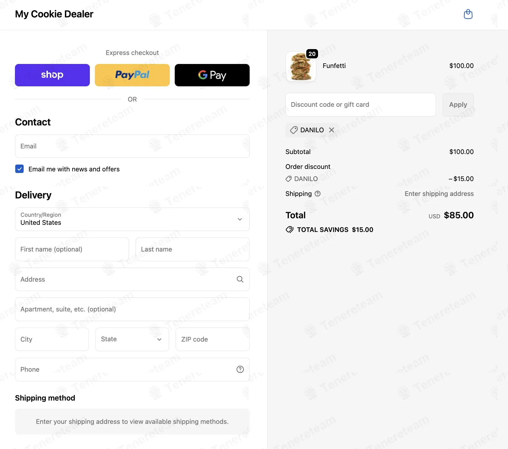 My Cookie Dealer coupon code: $15 off with DANILO. Tested and valid as 8 months ago.