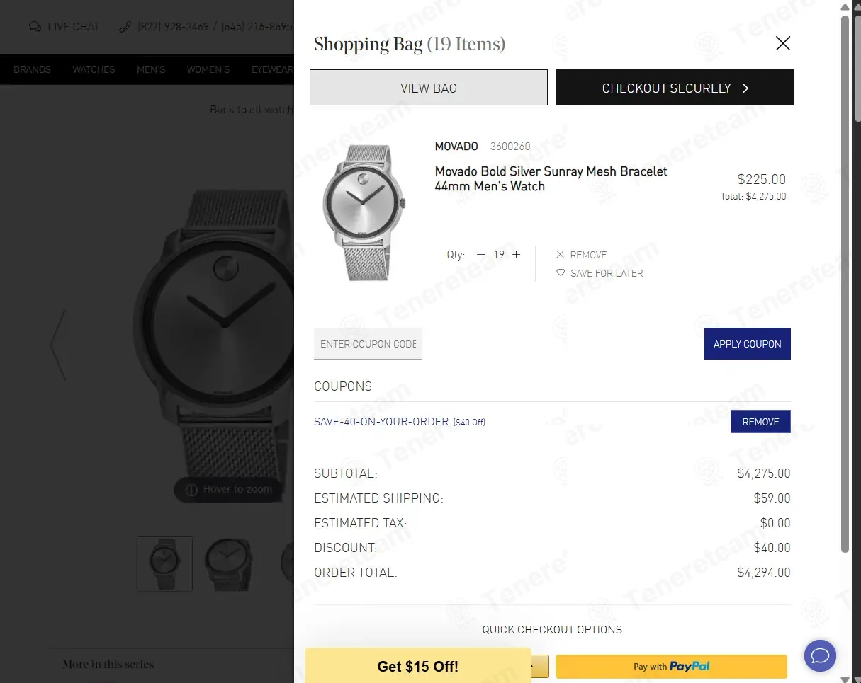 Watchmaxx coupon code: $40 off with save-40-on-your-order. Tested and valid as 1 month ago.