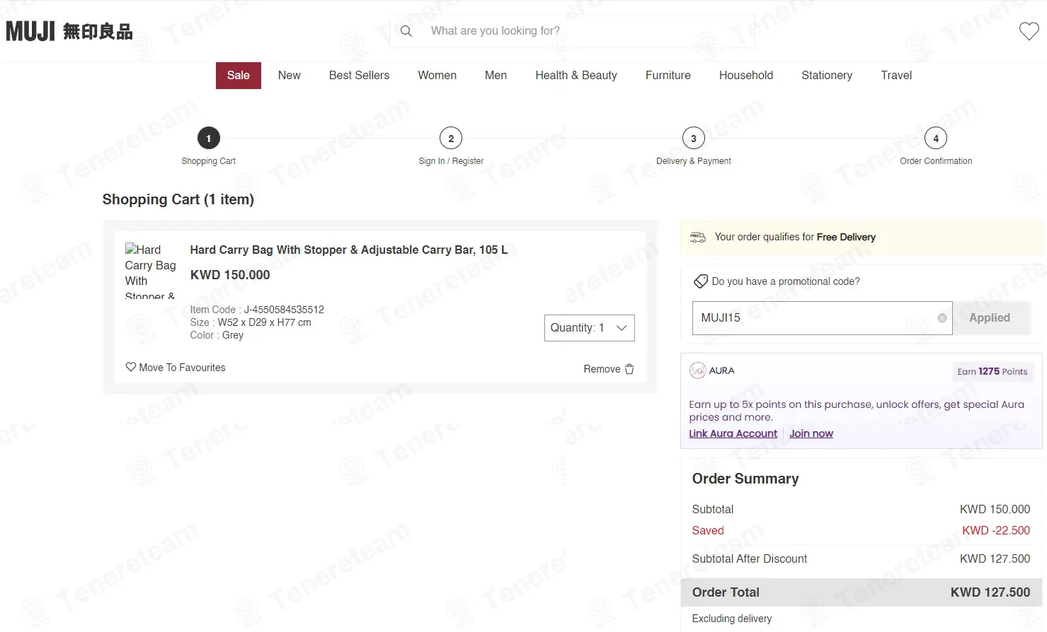 Muji Kuwait coupon code: 15% off with MUJI15. Tested and valid as 9 months ago.