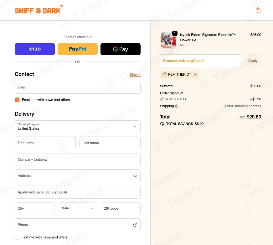 Sniff and Bark coupon code: 20% off with REMITHERIOT. Tested and valid as 3 weeks ago.