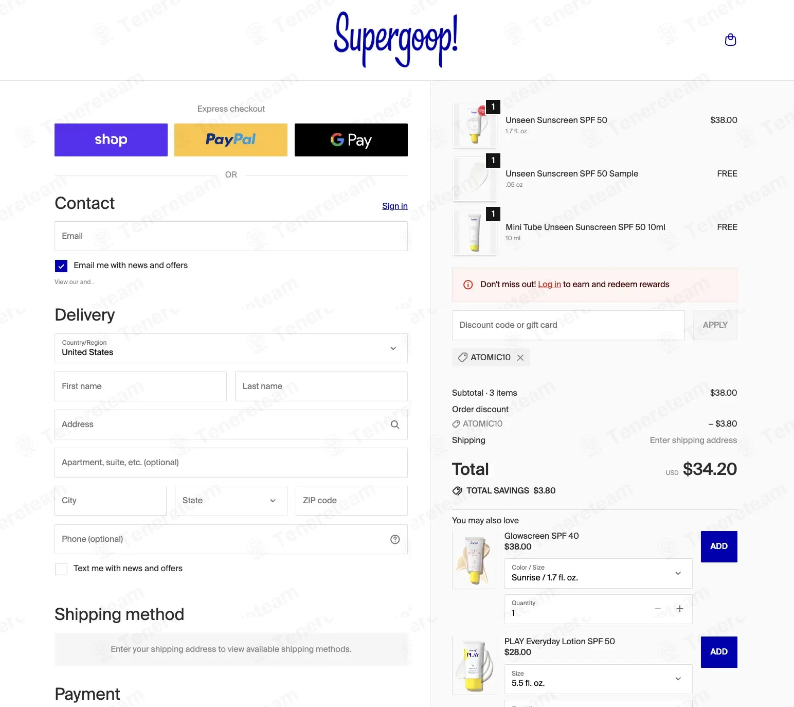 Supergoop coupon code: 10% off with ATOMIC10. Tested and valid as 1 month ago.