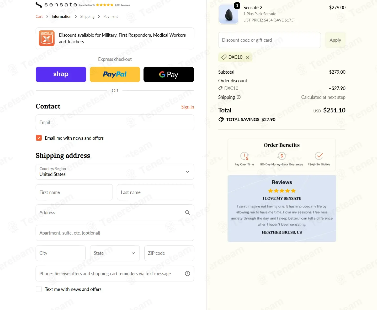 Sensate US coupon code: 10% off with DXC10. Tested and valid as 4 months ago.