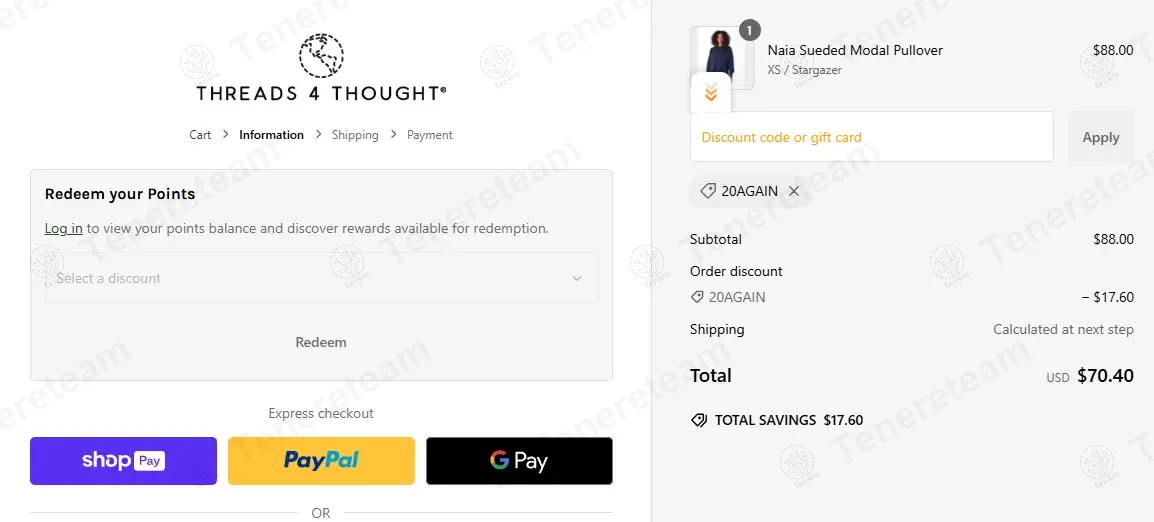 Threads 4 Thought apply coupon code