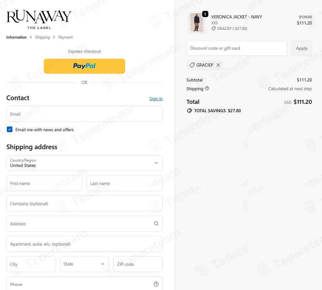 Runaway The Label coupon code: 20% off with GRACIEP. Tested and valid as 9 months ago.