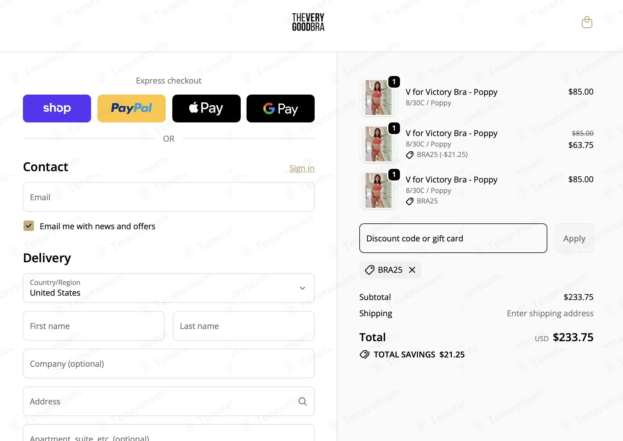 The Very Good Bra coupon code: 25% off with BRA25. Tested and valid as 3 weeks ago.