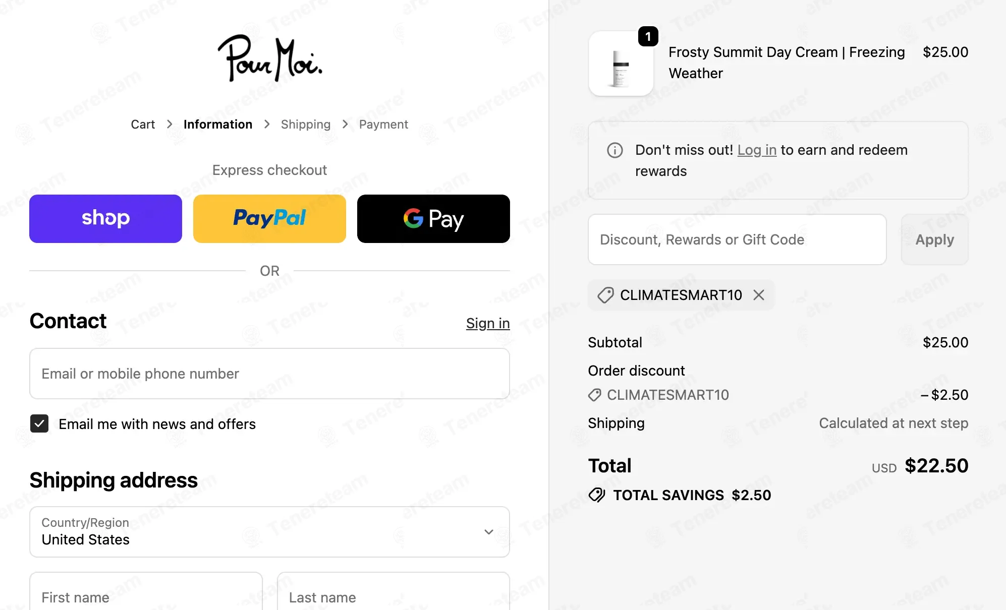Pour Moi Skincare coupon code: 10% off with CLIMATESMART10. Tested and valid as 4 months ago.