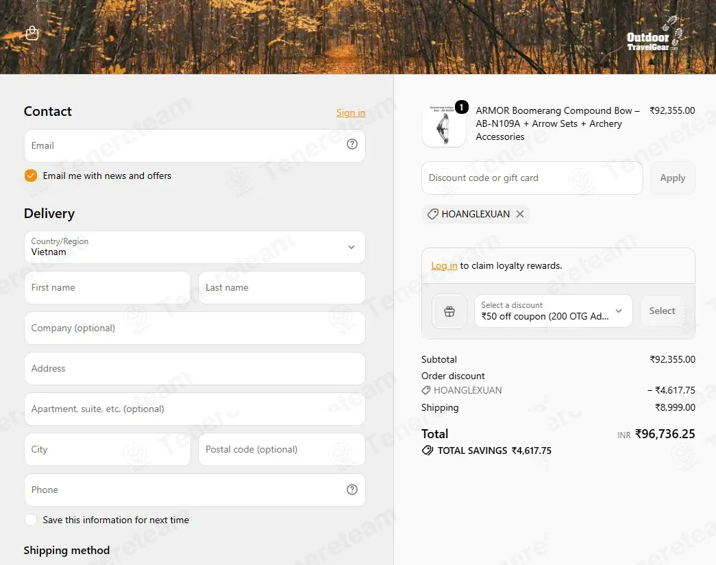 Outdoor Travel Gear coupon code: 5% off with HOANGLEXUAN. Tested and valid as 14 hours ago.