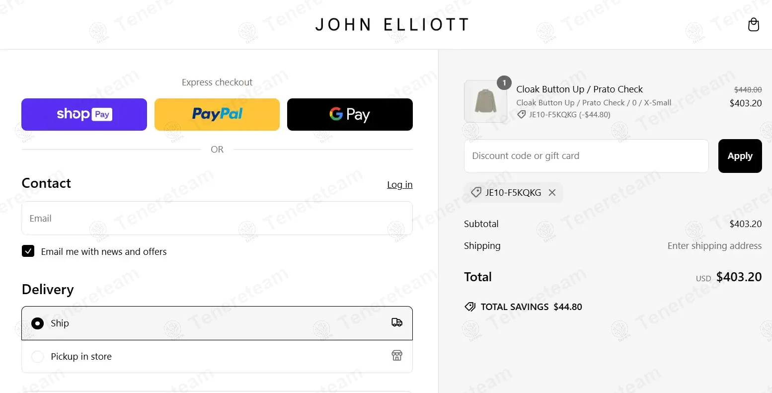 John Elliott coupon code: 10% off with JE10-F5KQKG. Tested and valid as 1 year ago.