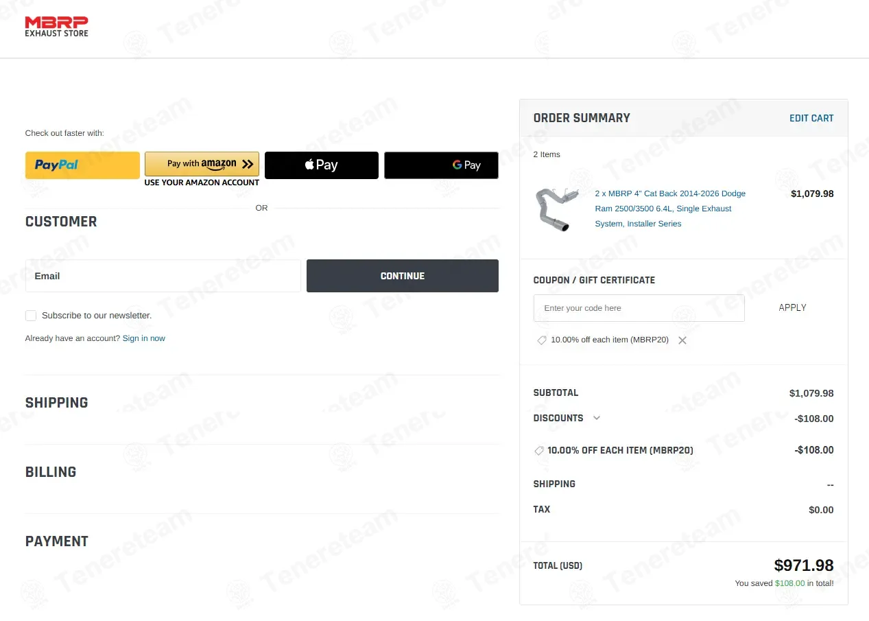 Mbrp Exhaust Store coupon code: 10% off with mbrp20. Tested and valid as 1 month ago.